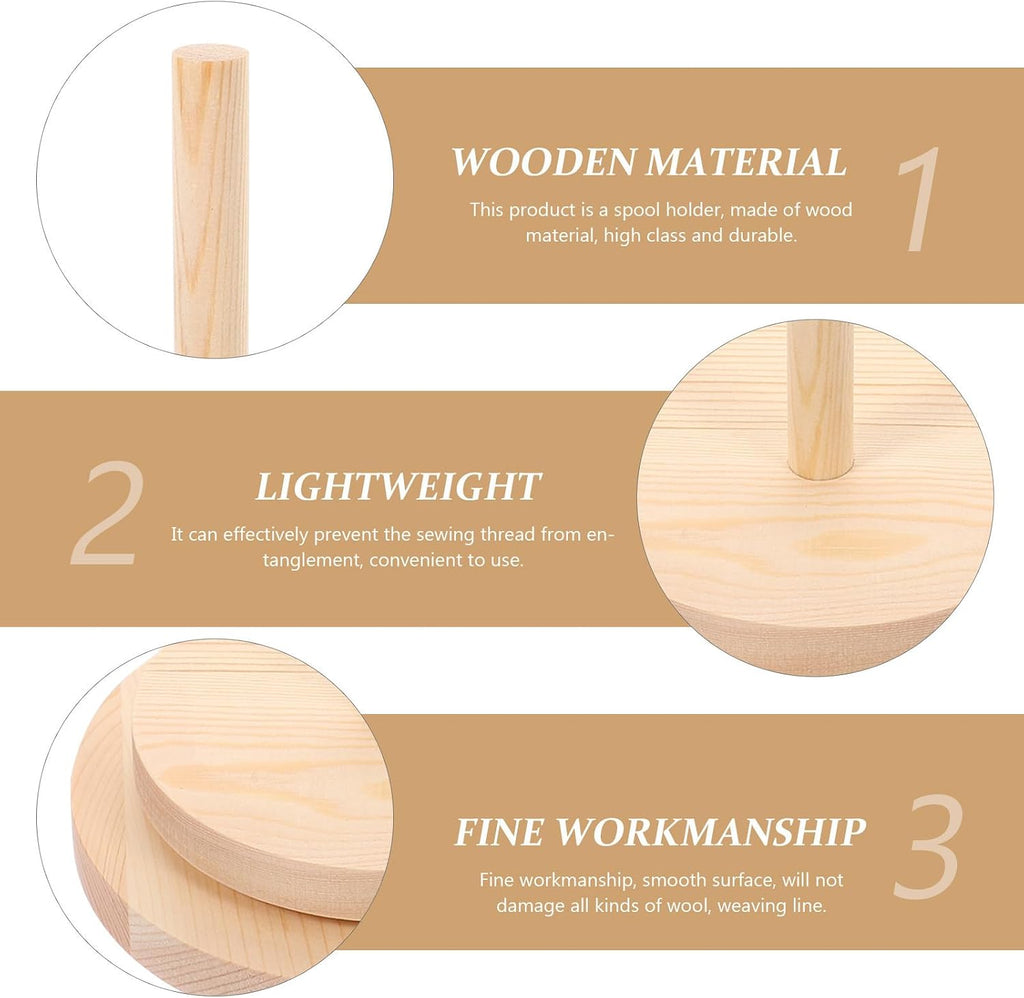 Wooden Spool Holder for Sewing, Stable Thread Rack for Bobbin Spools