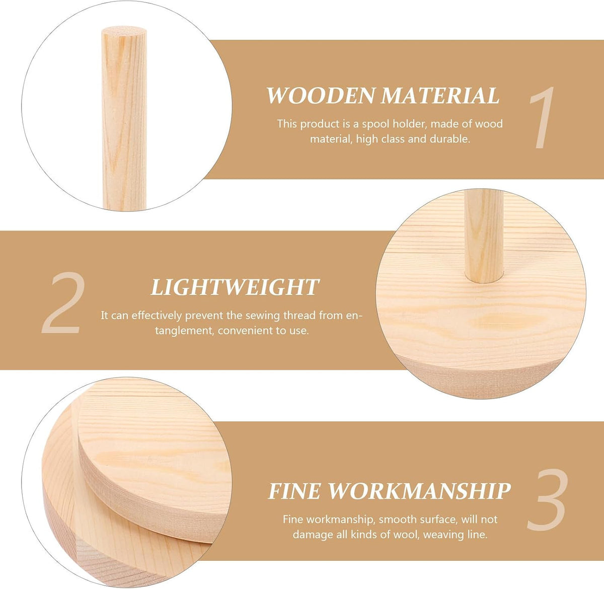Wooden Spool Holder for Sewing, Stable Thread Rack for Bobbin Spools