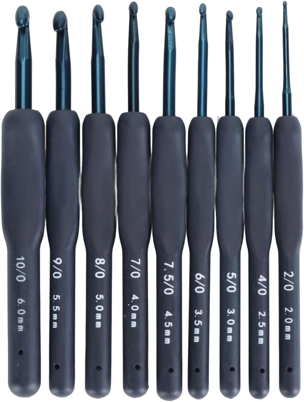 Soft Grip Crochet Hooks, 9pcs Blue Aluminum Ergonomic Knitting Set for