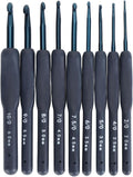 Soft Grip Crochet Hooks, 9pcs Blue Aluminum Ergonomic Knitting Set for