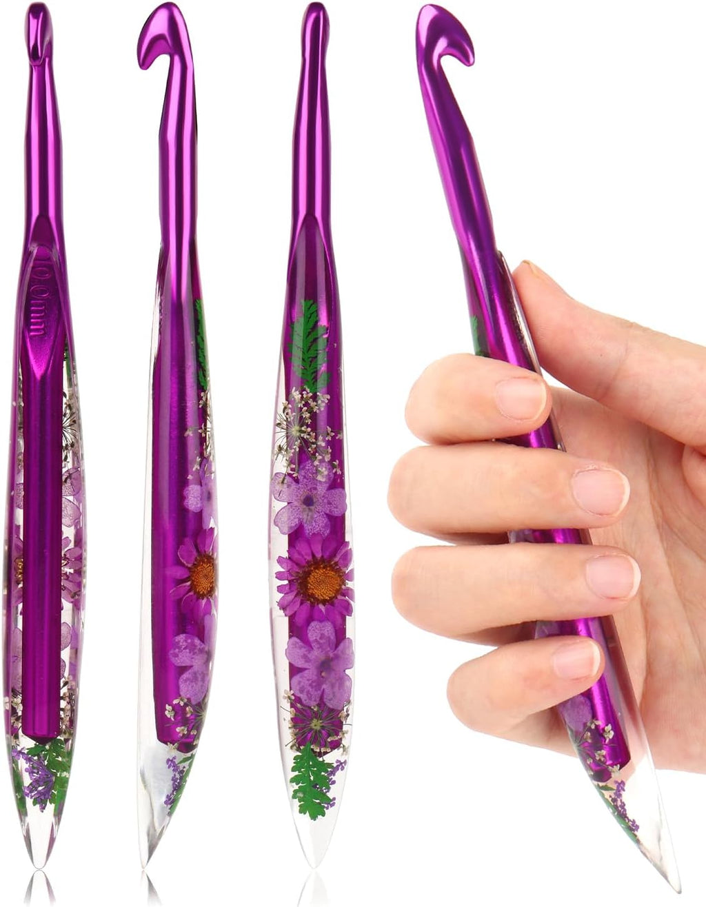 Coopay Crochet Hook, 10mm Ergonomic Crochet Hook with Floral Plastic