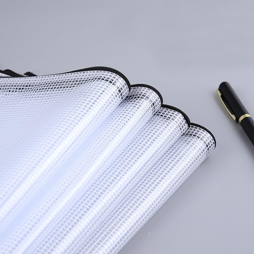 30pcs Large Mesh Zipper Clear Bags Waterproof Pouches Bags for Files
