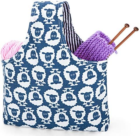 Teamoy Knitting Bag Tote, Travel Crochet Project Wrist Bag, Small