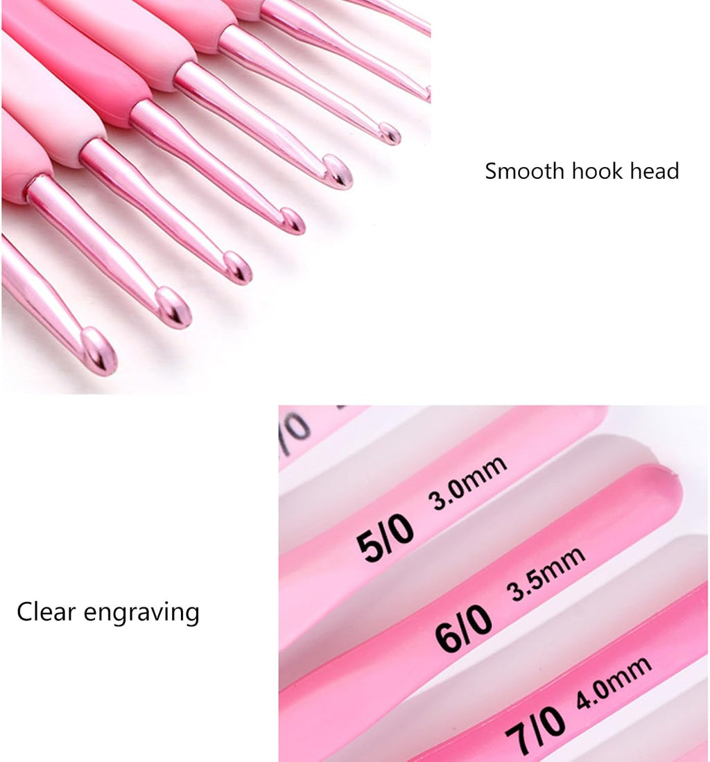 8Pcs Ergonomic Crochet Hook with Storage Case and Knitting Accessories