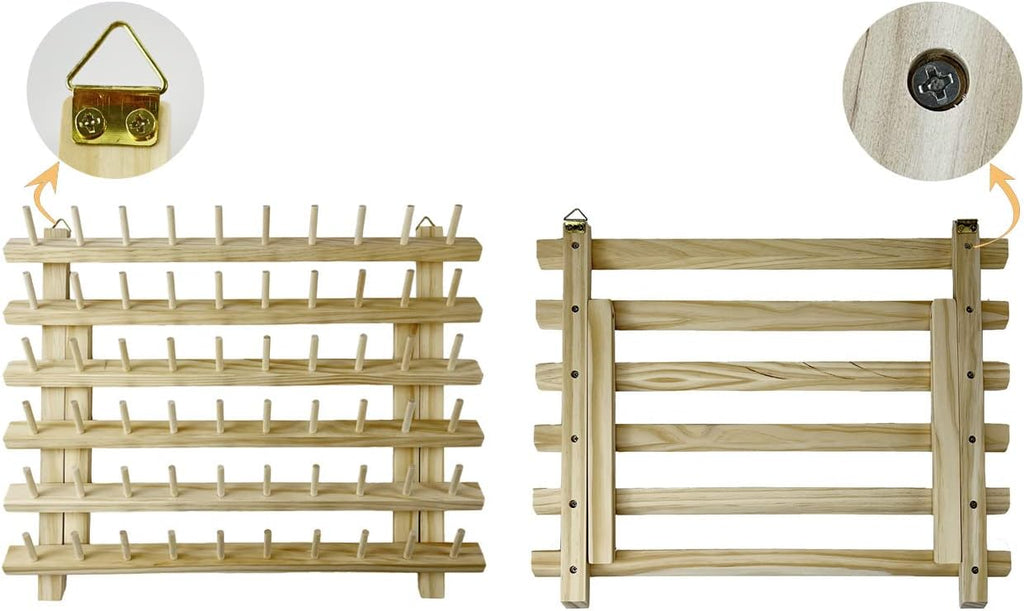 wennuo 60 Spools Wooden Thread Rack/Braiding Hair Rack/Thread Holder