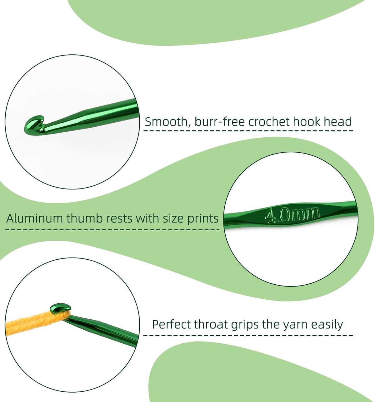 5 mm Crochet Hook, Crochet Needles for Yarn, Aluminum Ergonomic