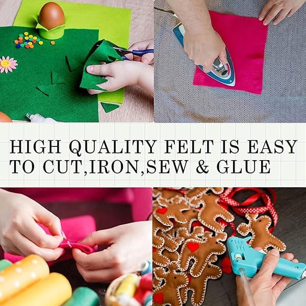 DIYR 40 Pcs Colored Felt Fabric Sheets 6 x 6 in, DIY Craft Sewing
