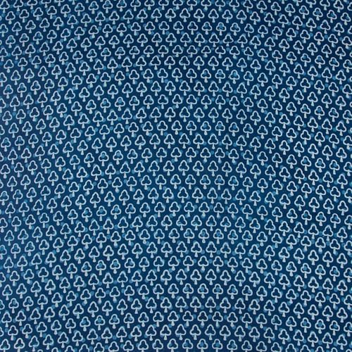 Hand Block Printed Cotton Fabric by The Yard- 1 Yard Indigo Blue