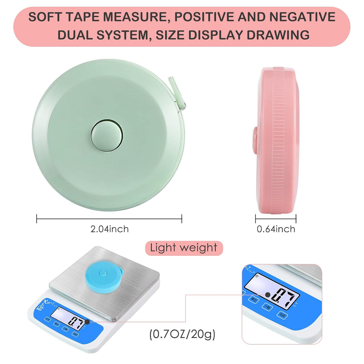 Soft Retractable Measuring Tape Double-Scale 60-Inch/150cm for Body