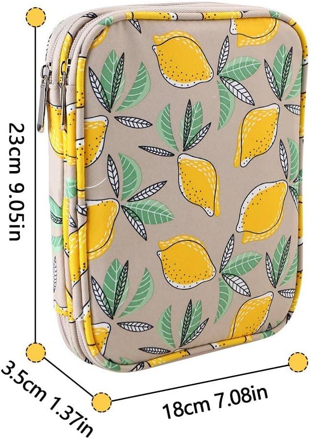Yellow Lemon Empty Crochet Hook Case, Double Zipper Crochet Storage