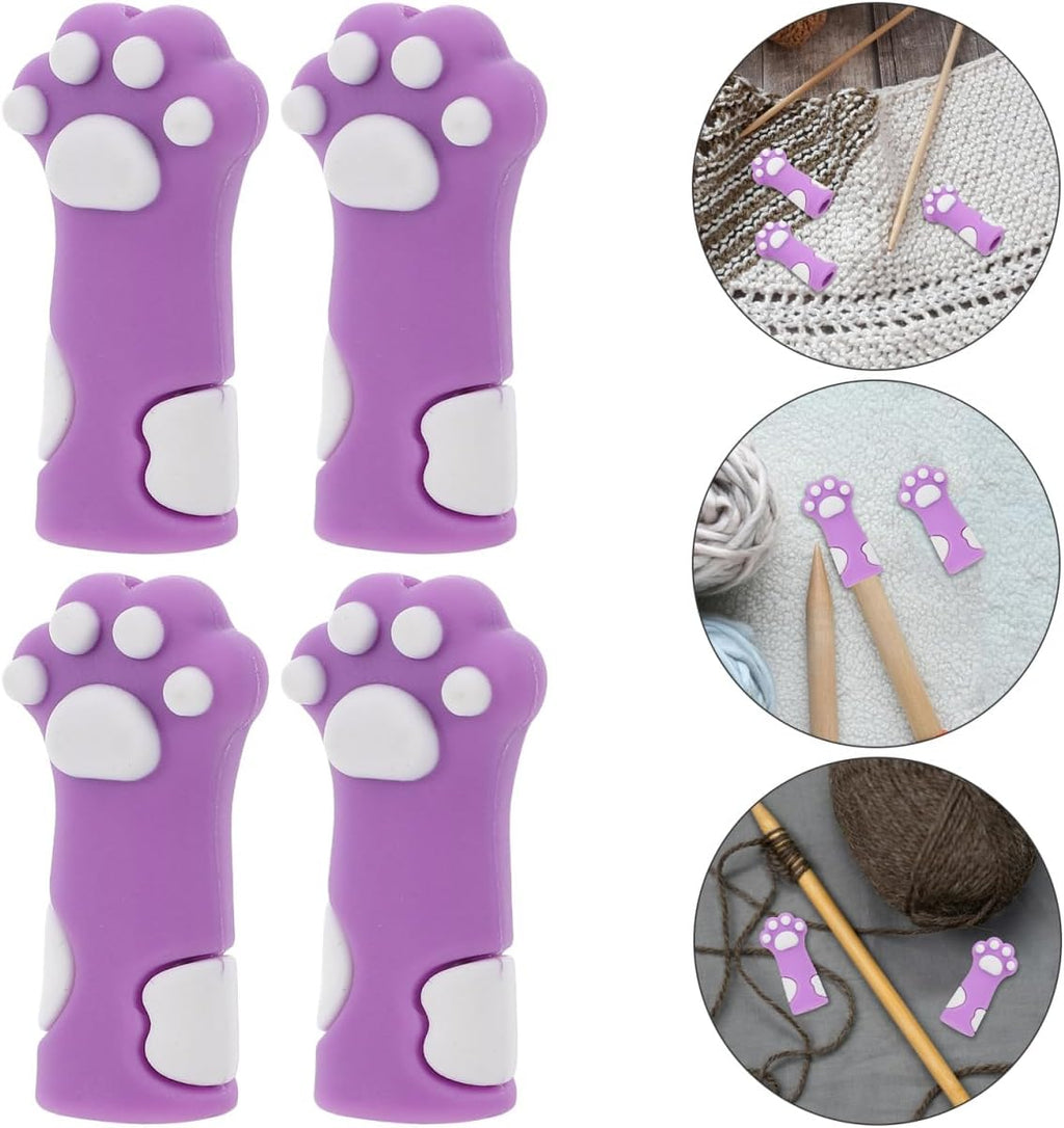 ARTIBETTER 10pcs Cat Paw Knitting Needle Stoppers Soft Silicone Needle