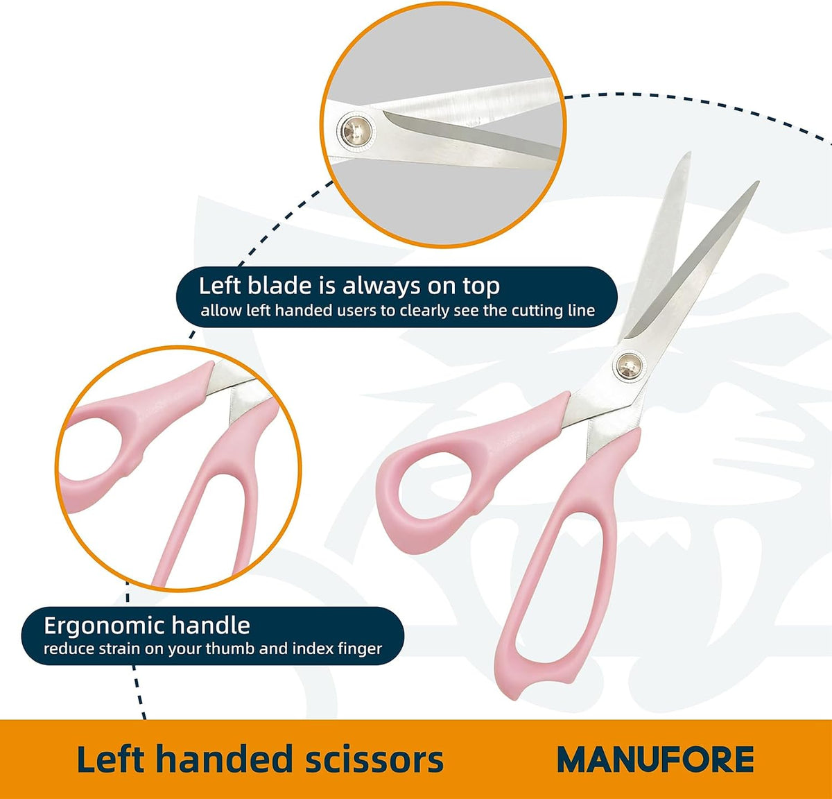 MANUFORE Left-Handed Fabric Sewing Scissors and Rotary Cutter with