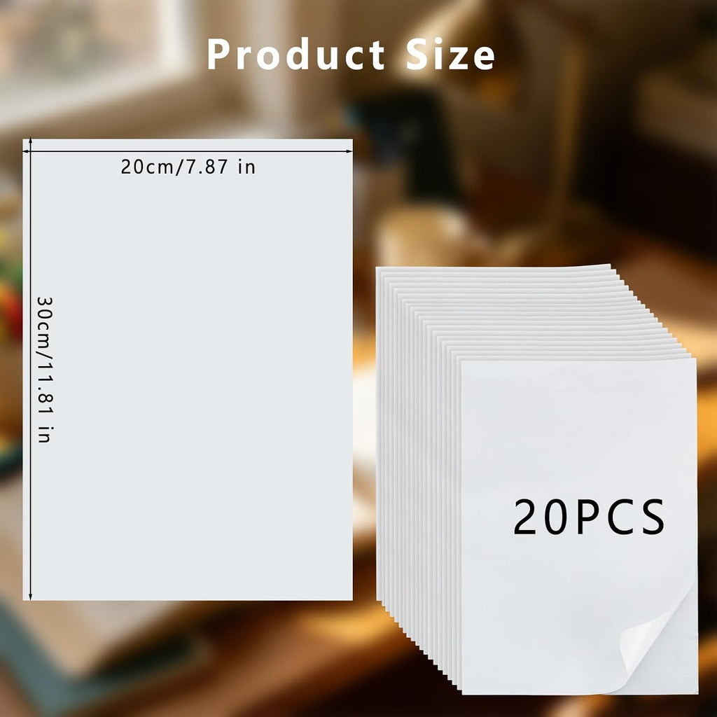 20Pcs Double Sided Iron On Adhesive Sheets, 7.8 x 11.8 Inch
