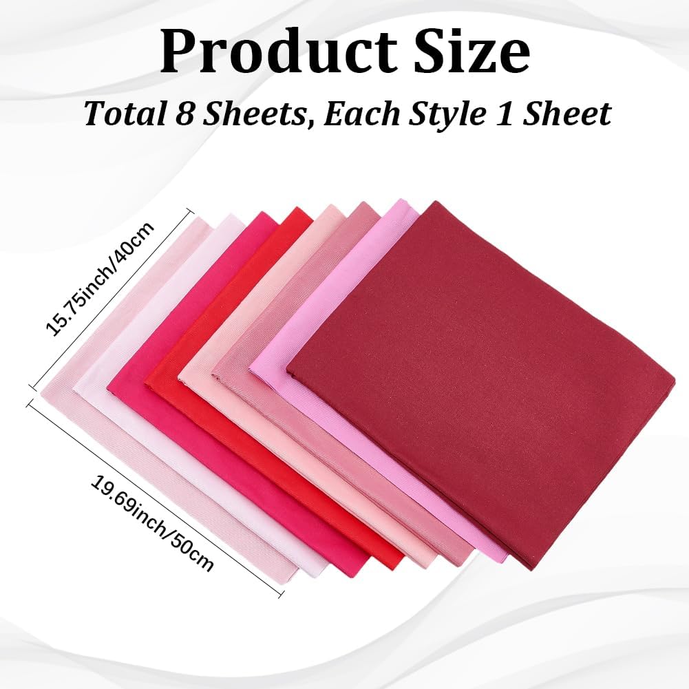 CRASPIRE 8Pcs 100% Cotton Quilting Fabric Bundles Solid Color Pink