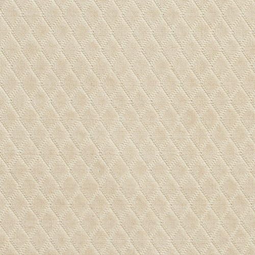 Ivory Diamond Stitched Velvet Upholstery Fabric by The Yard - SKU