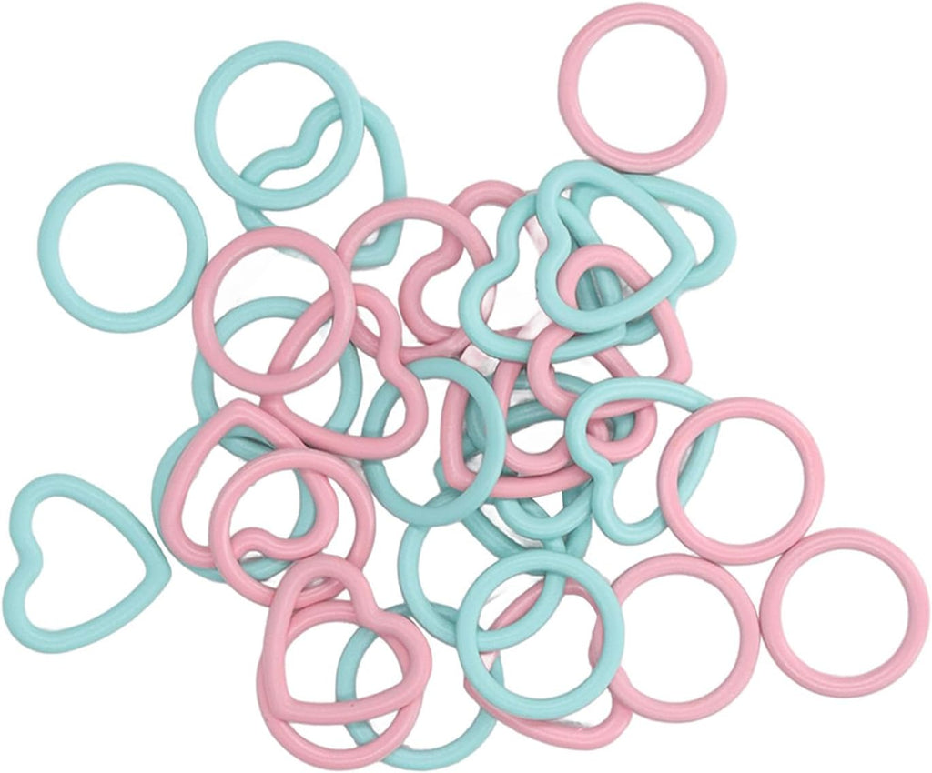 32 Pcs Knitting Stitch Markers, Heart and Round Shape Rings for