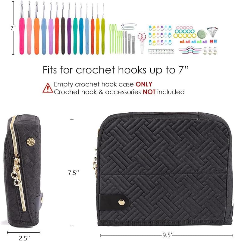 Elfzone Empty Crochet Hook Case Organizer Stand Up Bag 15mm Needles