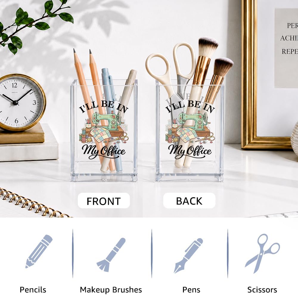 I’ll Be In My Office Acrylic Organizer Box for Craft Room, Desktop