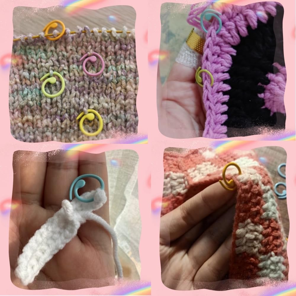 Hilsayum 30Pcs Multicolor Spiral Stitch Markers Knitting Stitch Rings