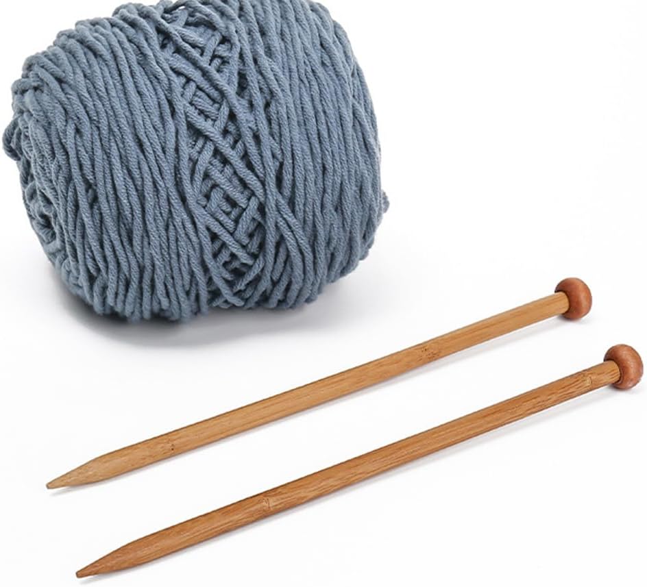 LannuMet 2 Pcs Bamboo Knitting Needles, 10mm Single Pointed Wooden