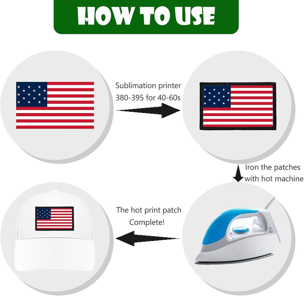 20 Pieces Sublimation Hot Press Blank Patch Printed Hat Embroidery