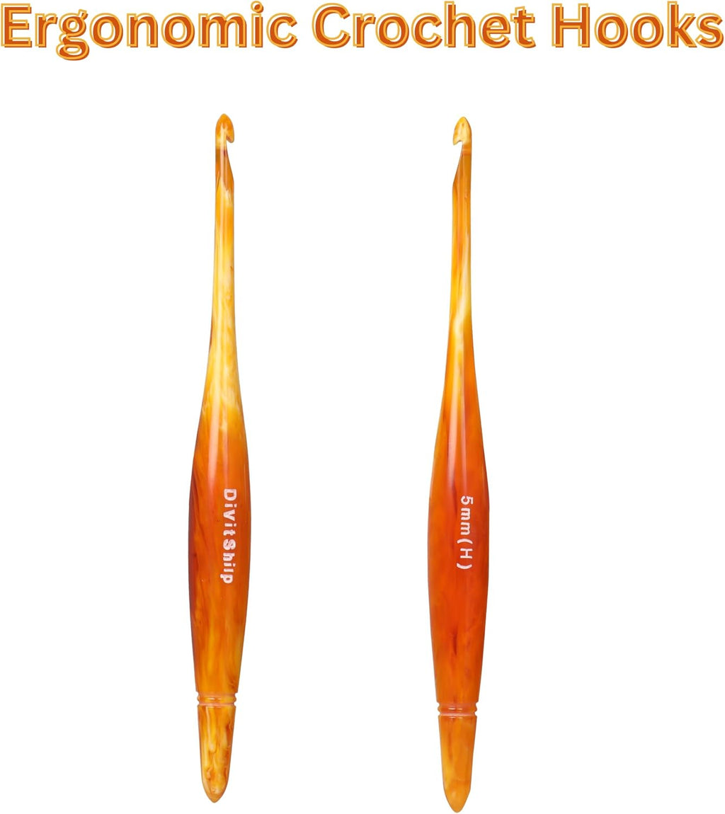 Divit Shilp Ergonomic Handle Crochet Hooks | Handcrafted 7’’ Resin
