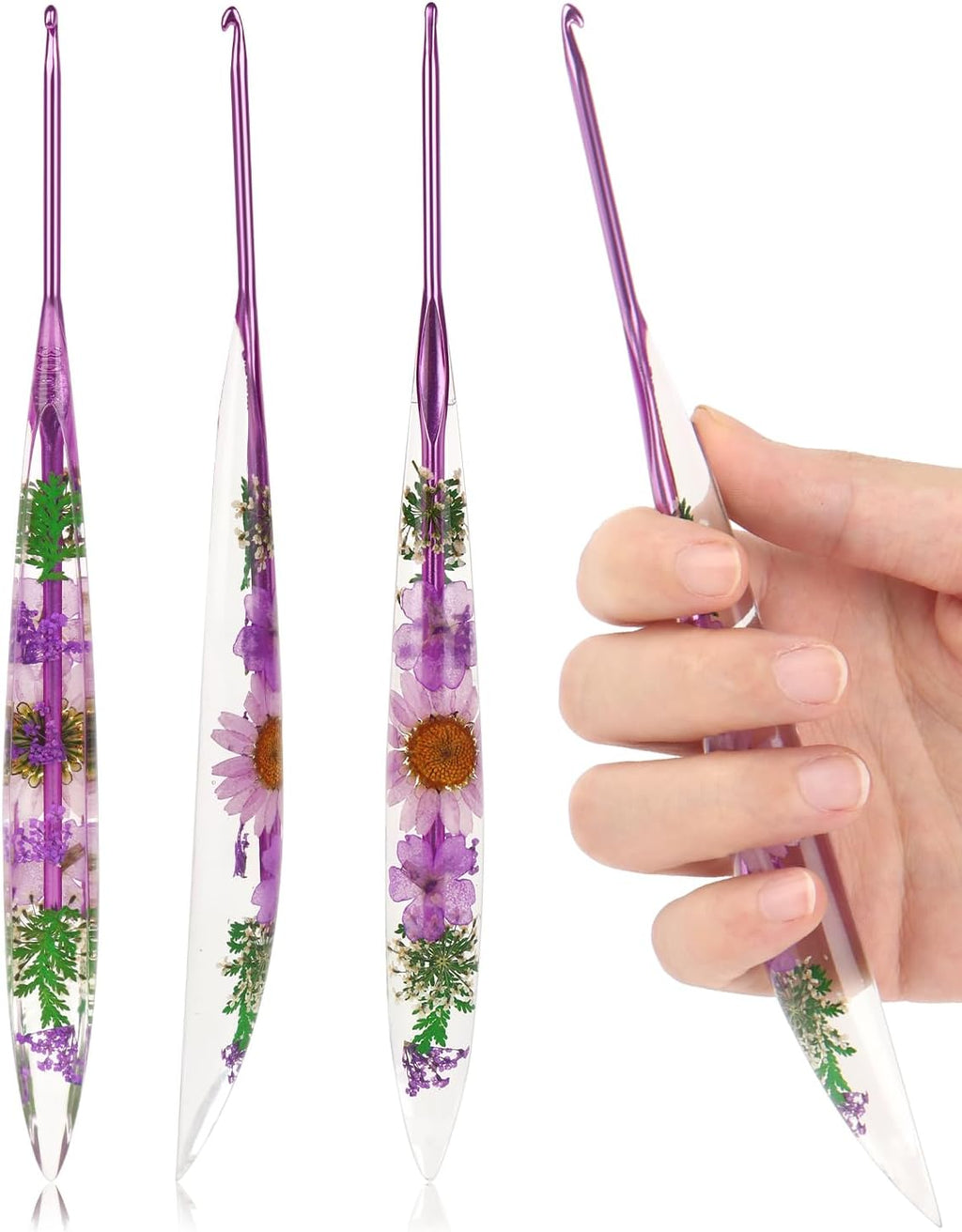 Coopay Crochet Hooks, 3mm Ergonomic Crochet Hook with Floral Plastic