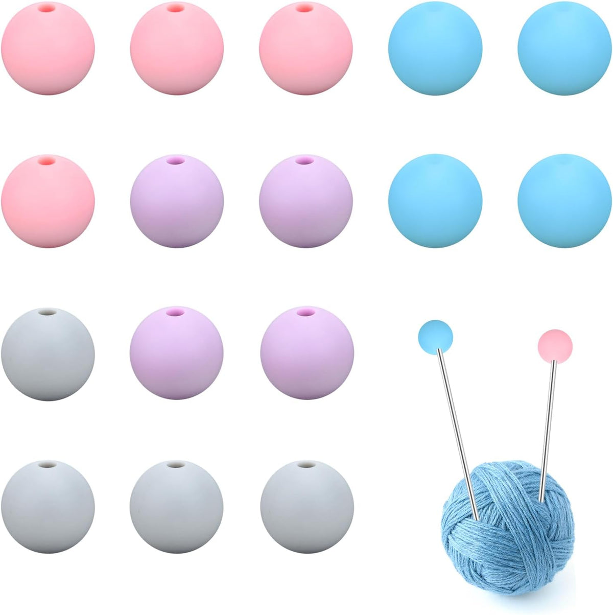 16 Pcs Knitting Needle Stoppers Point Protectors, 12mm Silicone Cute