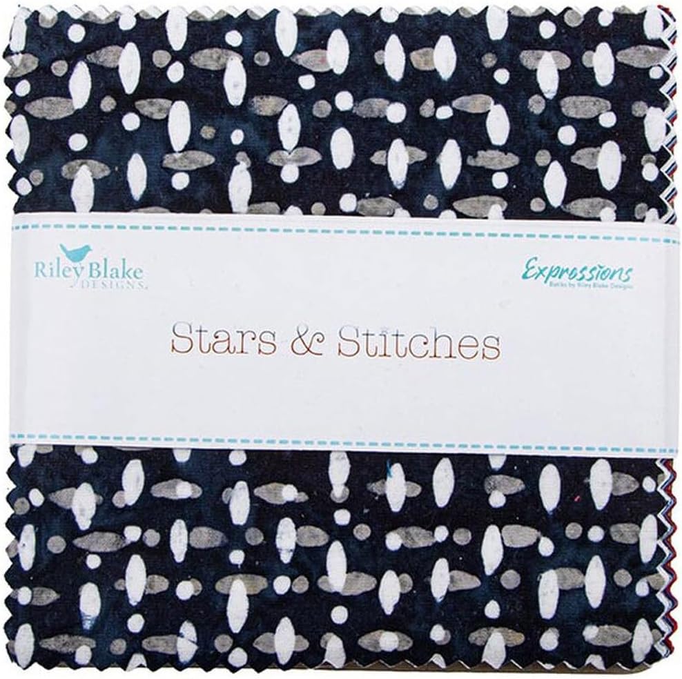 Expressions Batiks Stars & Stitches 5" Stacker 42 5-inch Squares Charm