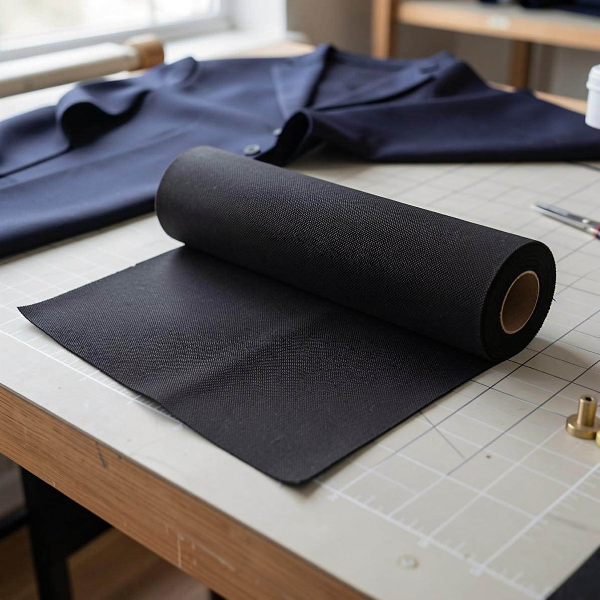 Black Fusible Non Woven Interfacing Fabric, Medium Weight 30yd X 12in