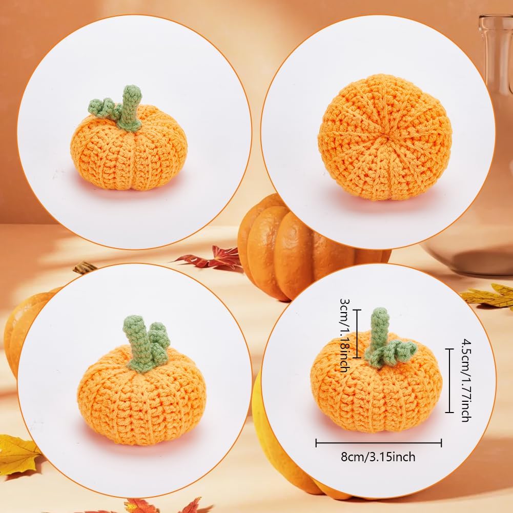 BEUNITONE 3 Sets Halloween Pumpkins Crochet Kit for Beginners with