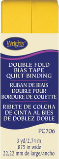 Wright Products Wrights Double Fold Quilt Binding 7/8" X3yd, Yellow