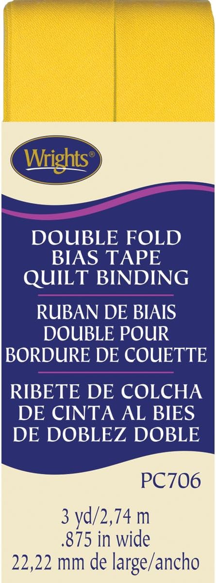 Wright Products Wrights Double Fold Quilt Binding 7/8" X3yd, Yellow
