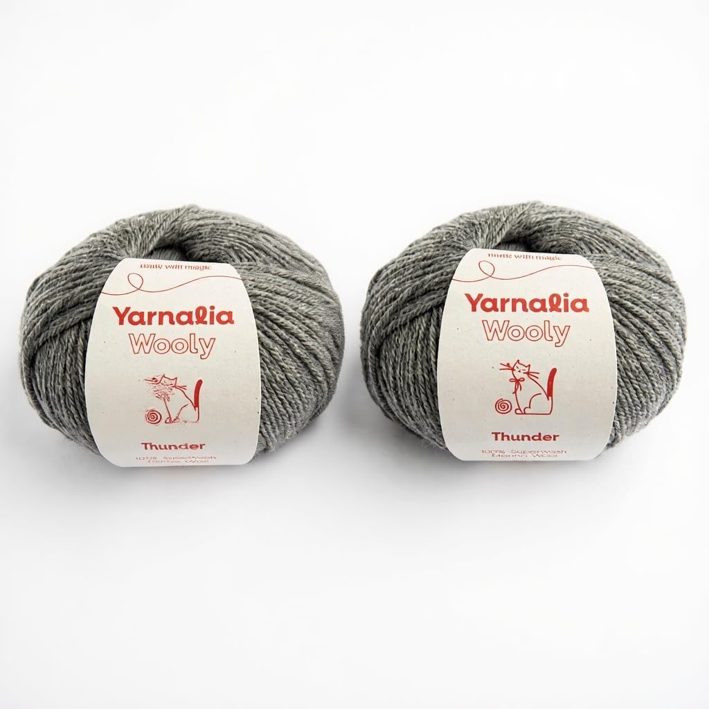 Wooly Merino Worsted Weight Yarn 2-Pack, Fine Superwash Merino Wool