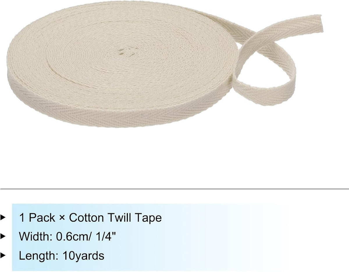PATIKIL Cotton Twill Tape 1/4 Inch 10 Yards 100% Cotton Ribbon Bias