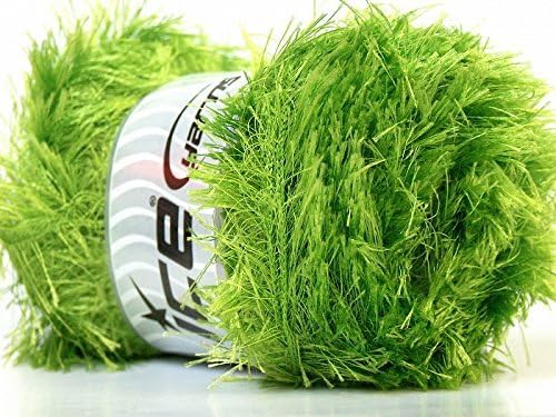 Large 100 Gram Skein Lime Green Eyelash Yarn Fun Fur 164 Yards