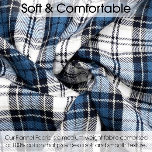 Pico Textiles 1 Yard Bolt Blue & White Tartan Plaid Flannel Fabric