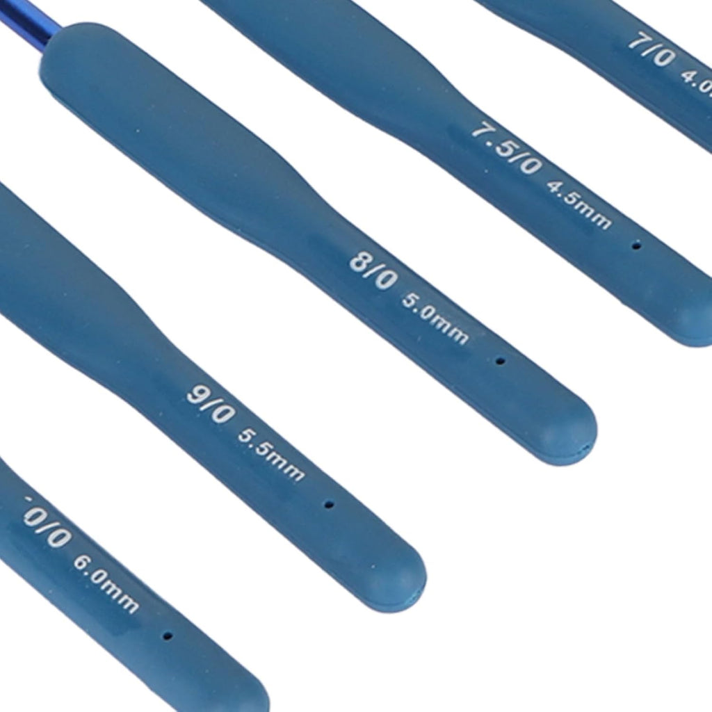 Fdit Soft Grip Crochet Hooks Set, 9 Sizes Aluminum Silicone