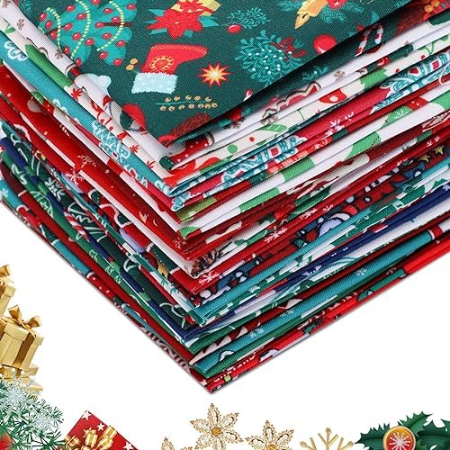 Preboun 300 Pcs Christmas Fabric Squares Quilting 5x5 Inches