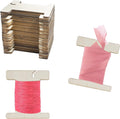 50 PCS Ribbon Storage Organizer, Empty Wooden Flat Spool Bobbin Sewing