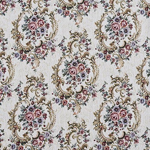 Burgundy Green and Blue Floral Tapestry Upholstery Fabric by The Yard
