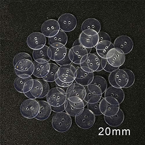 200PCS Clear Plastic Round Buttons, Resin Bread Buttons 2 Holes