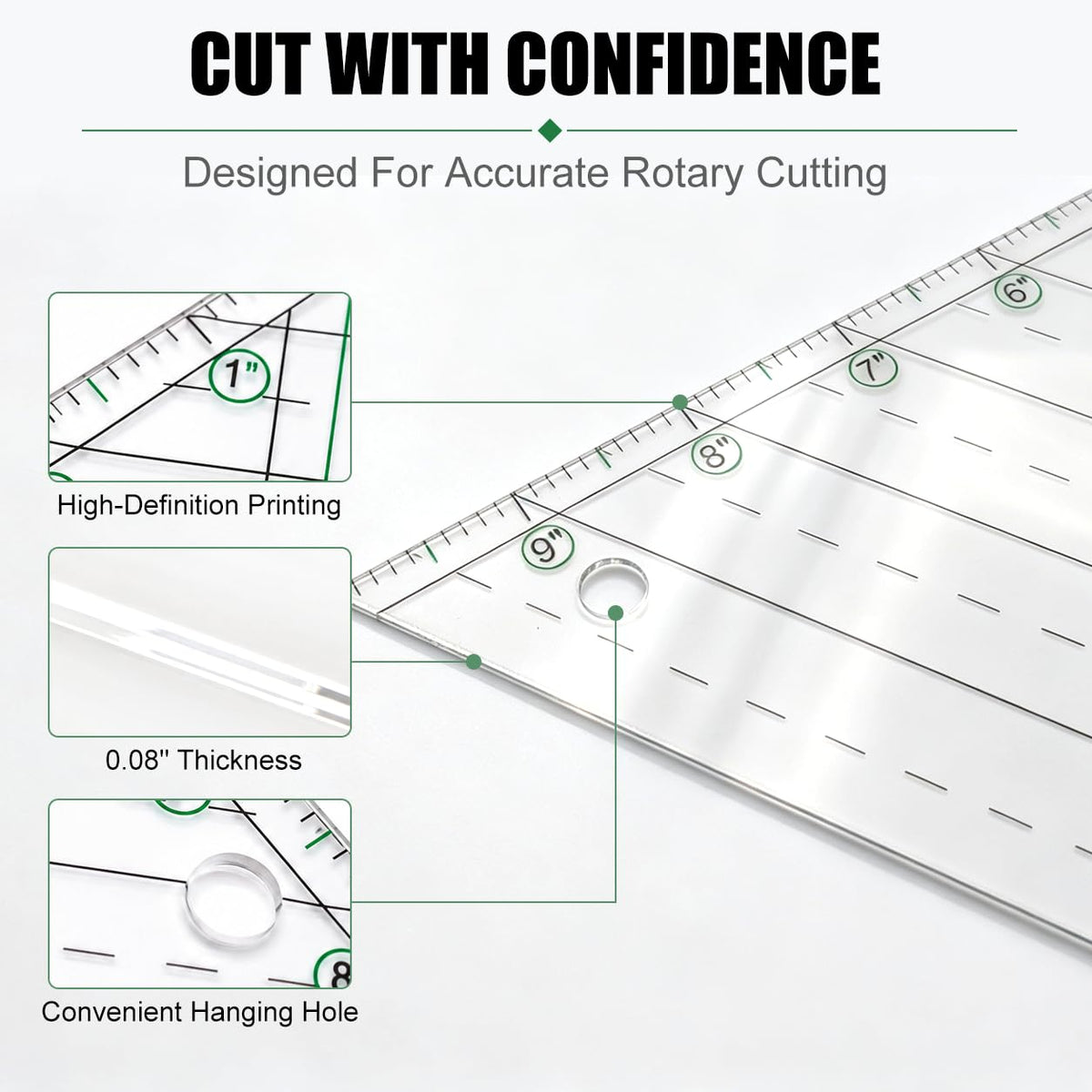 Triangle Ruler for Quilting, 3 Pcs 10 in Professional Acrylic