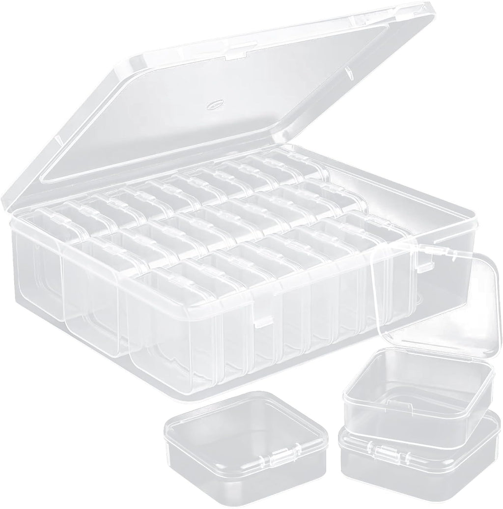 1 Large Box & 30-Grid Transparent Plastic Bead Organizer (Hinged Lid)