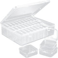 1 Large Box & 30-Grid Transparent Plastic Bead Organizer (Hinged Lid)