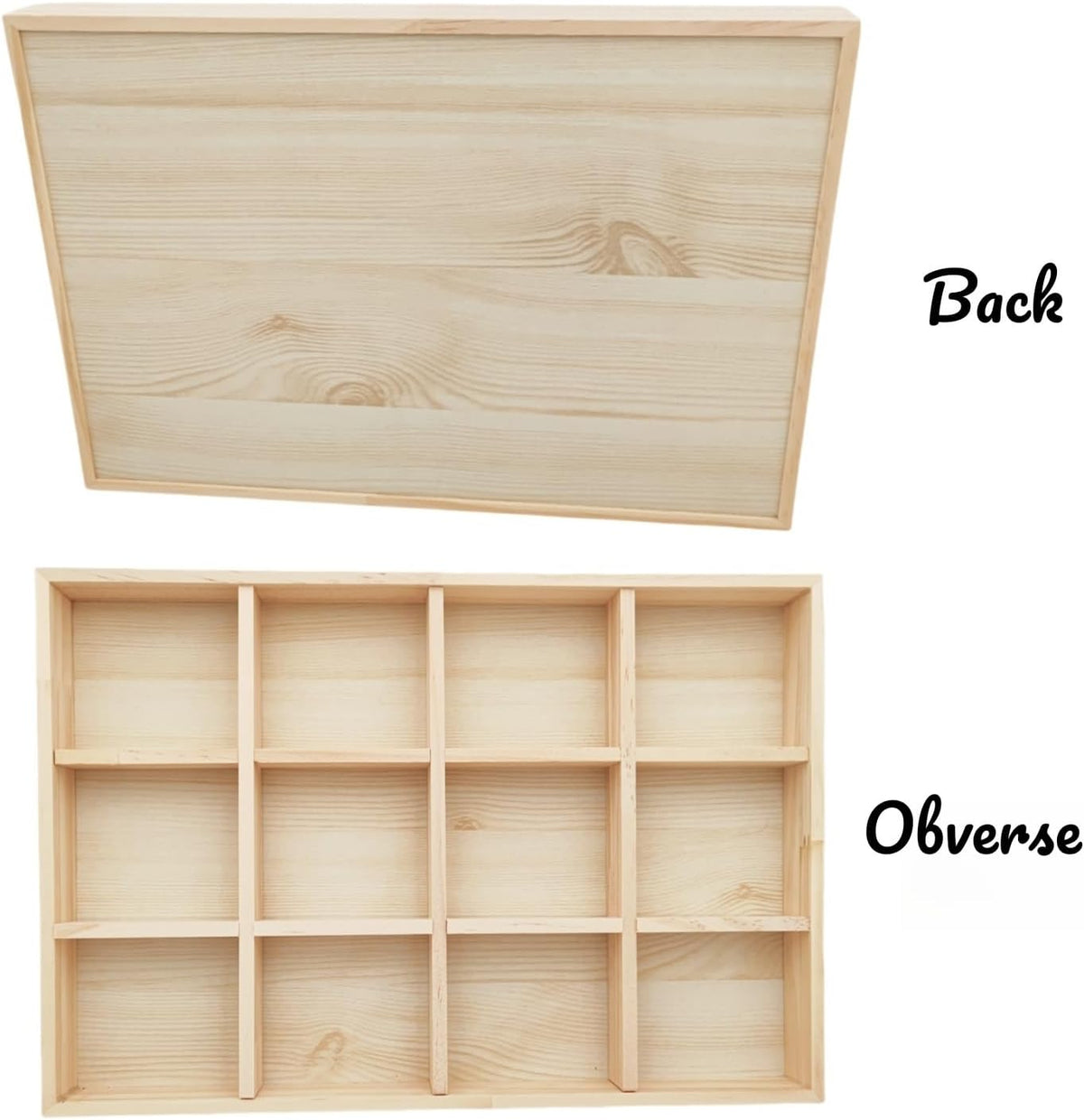 Anktily Wooden Sorting Tray Grid Display, Wood Storage Divider