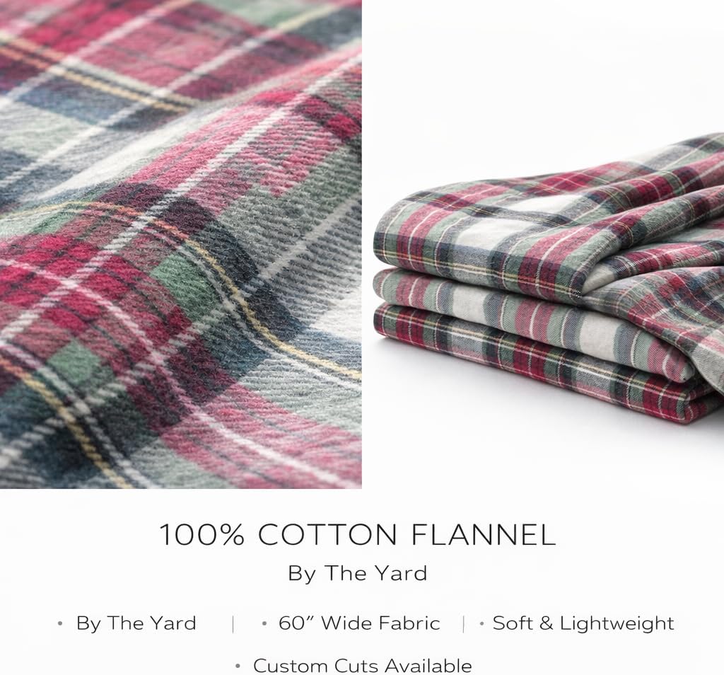 FabricLA 100% Cotton Flannel Fabric 60" Wide 180 GSM Lightweight