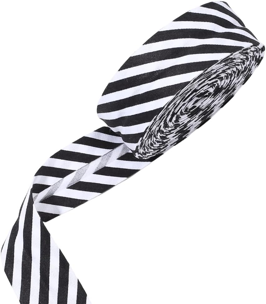 PH PandaHall 10.9Yards Double Fold Bias Tape 1" Wide Black White