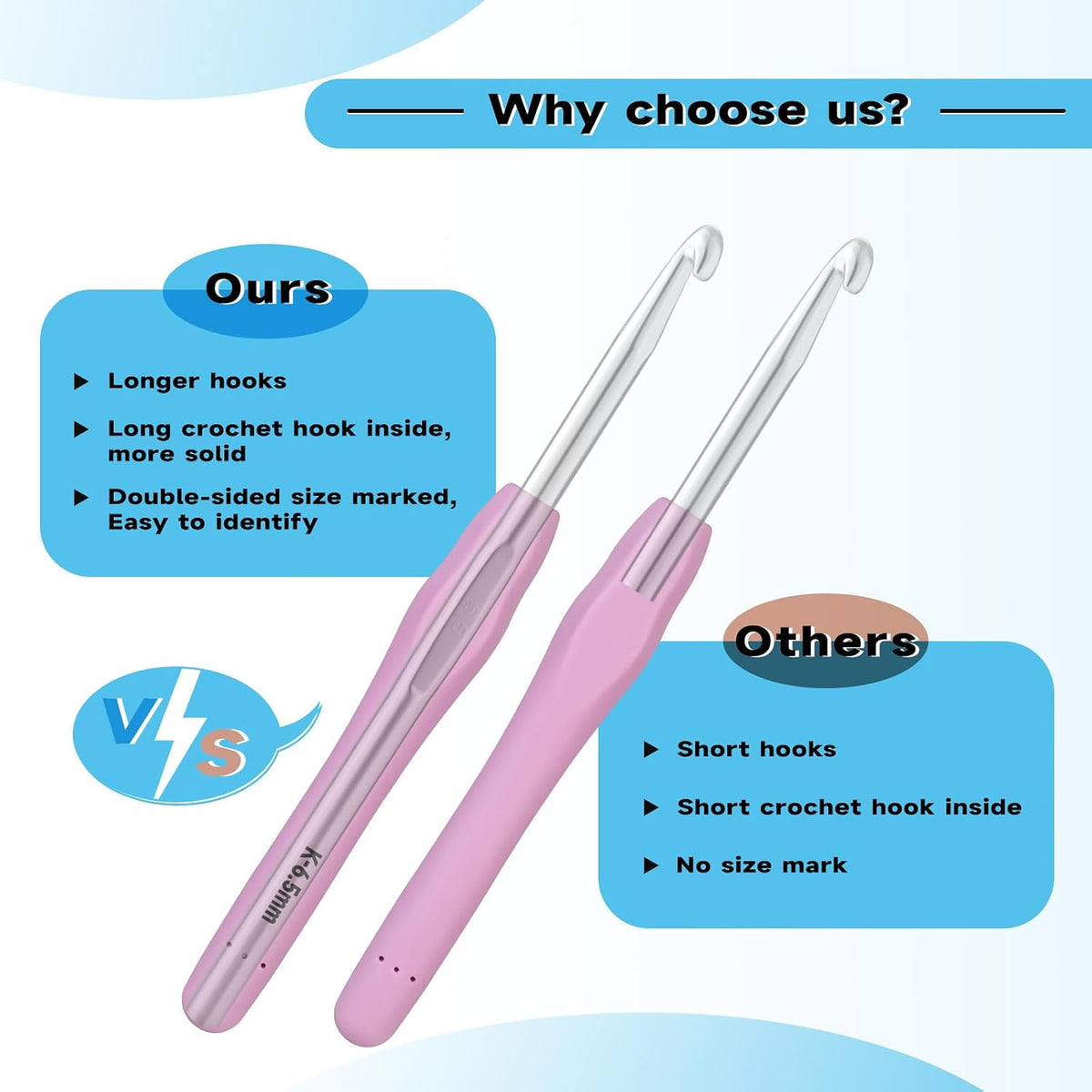 Mayboos 5 Sizes Crochet Hook Set, Large Crochet Hooks