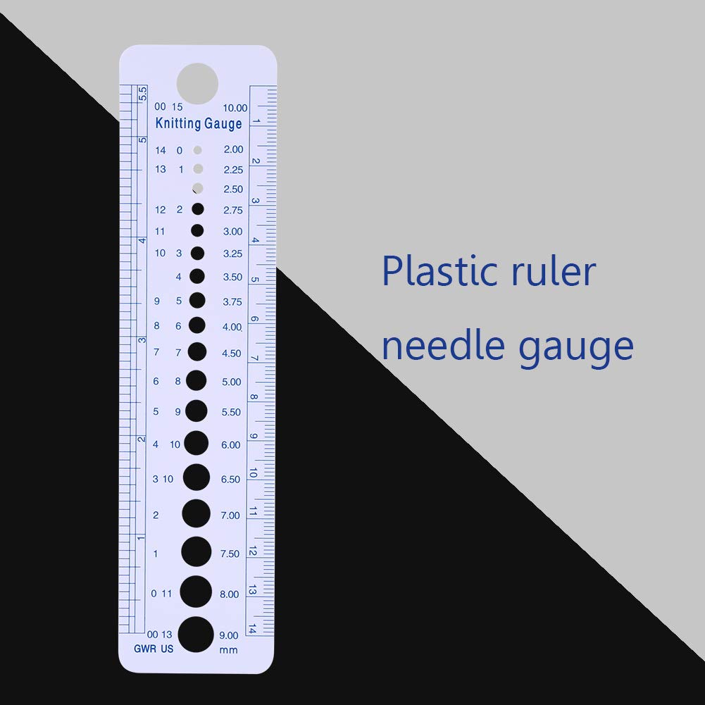 Aramox Knitting Needle Gauge Plastic Measuring Ruler 2mm to 10mm